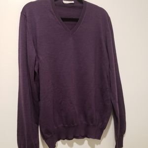 Gran Sasso Men's long sleeve V-neck purple Sweater